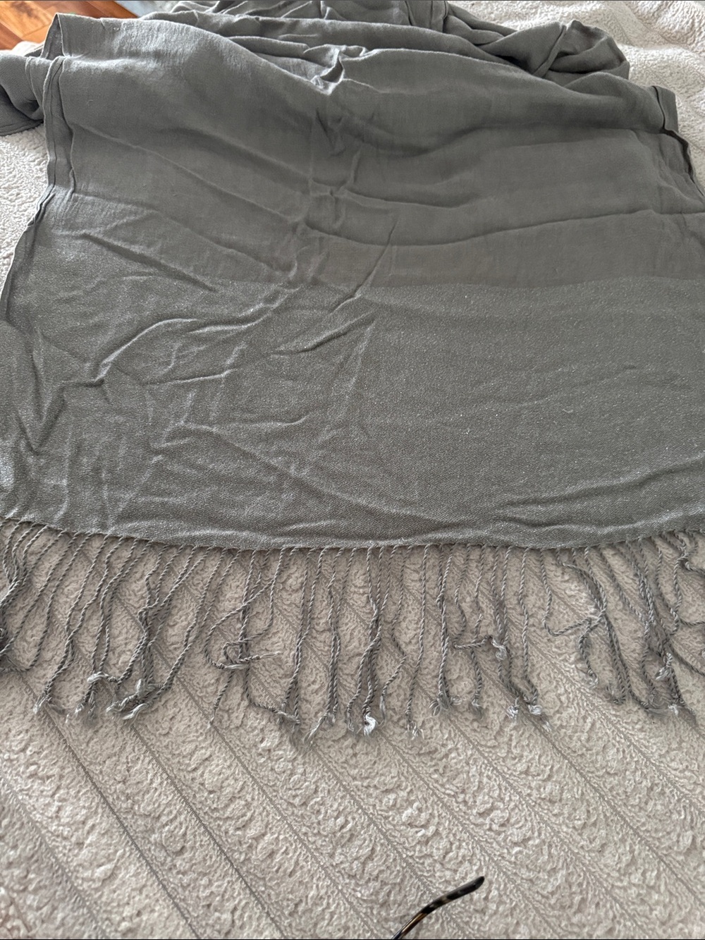 Ann Taylor Silver Fringe Shawl Wrap
